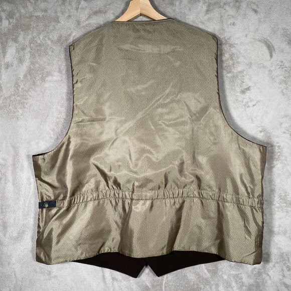 Vintage Jean Paul Germain Waistcoat Mens 4X Brown Cotton Suit Vest Western - Picture 11 of 15